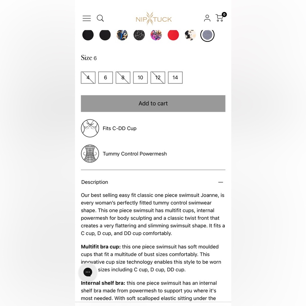 OnePiece NipTuck Joanne sz6 fit C-DD Swim•power mesh•bodySculpting tummy control - Picture 5 of 8